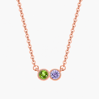 Personalized Family Birthstone Necklace Round-cut Dainty Jewelry