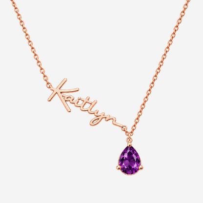 Custom Name Necklace with Birthstones