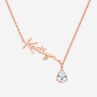 Custom Name Necklace with Birthstones