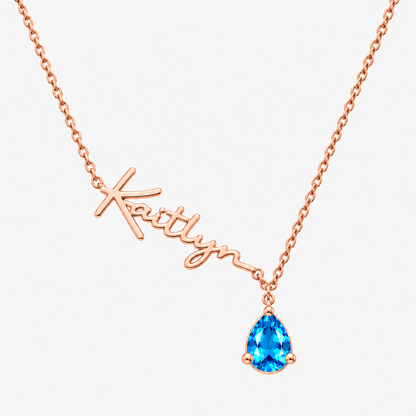 Custom Name Necklace with Birthstones