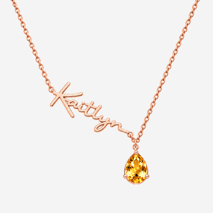 Custom Name Necklace with Birthstones