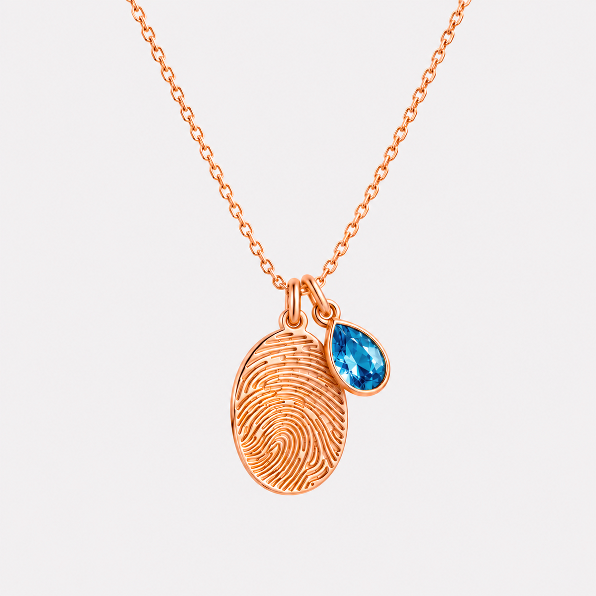 Personalized Fingerprint Birthstone Necklace Custom Memorial Gift
