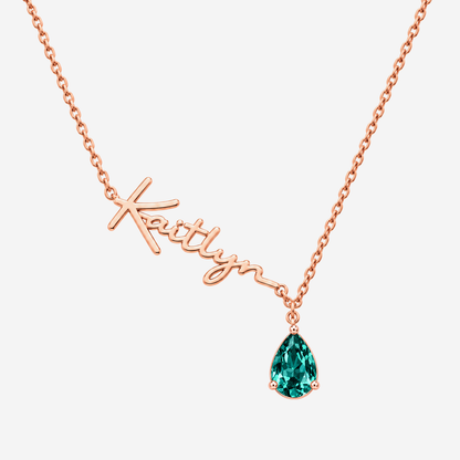Custom Name Necklace with Birthstones