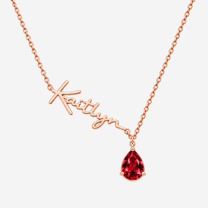 Custom Name Necklace with Birthstones