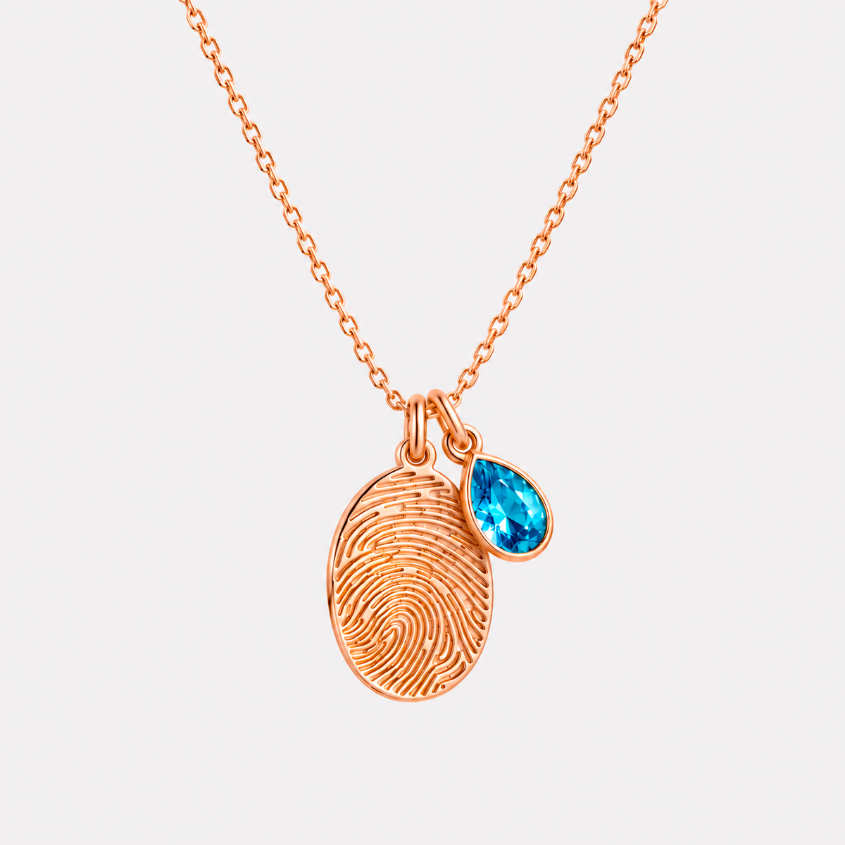 Personalized Fingerprint Birthstone Necklace Custom Memorial Gift