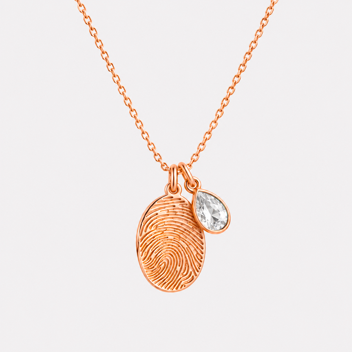 Personalized Fingerprint Birthstone Necklace Custom Memorial Gift