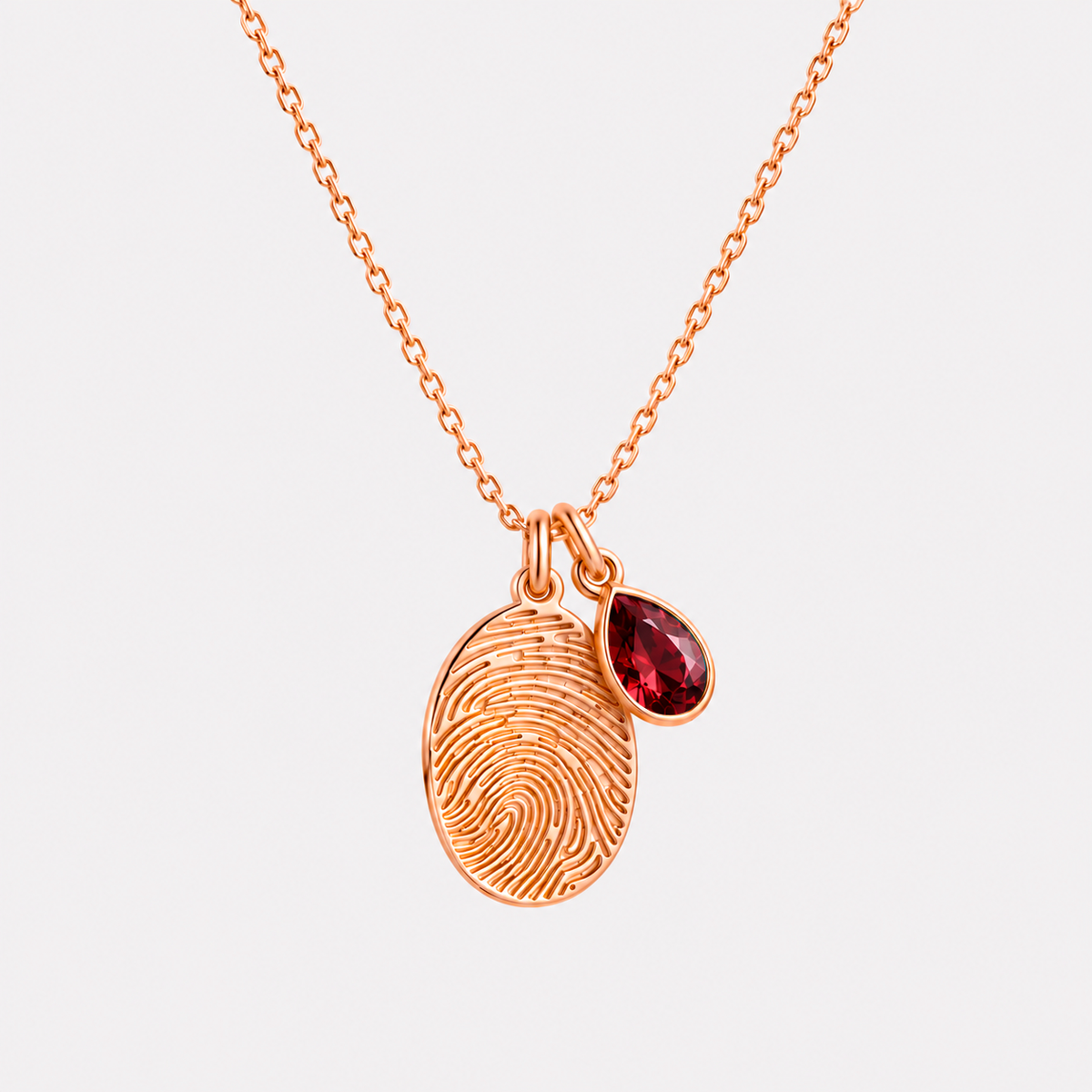 Personalized Fingerprint Birthstone Necklace Custom Memorial Gift