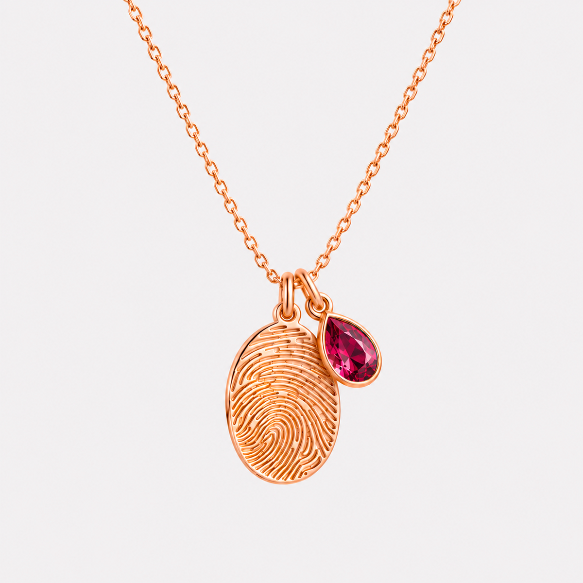 Personalized Fingerprint Birthstone Necklace Custom Memorial Gift
