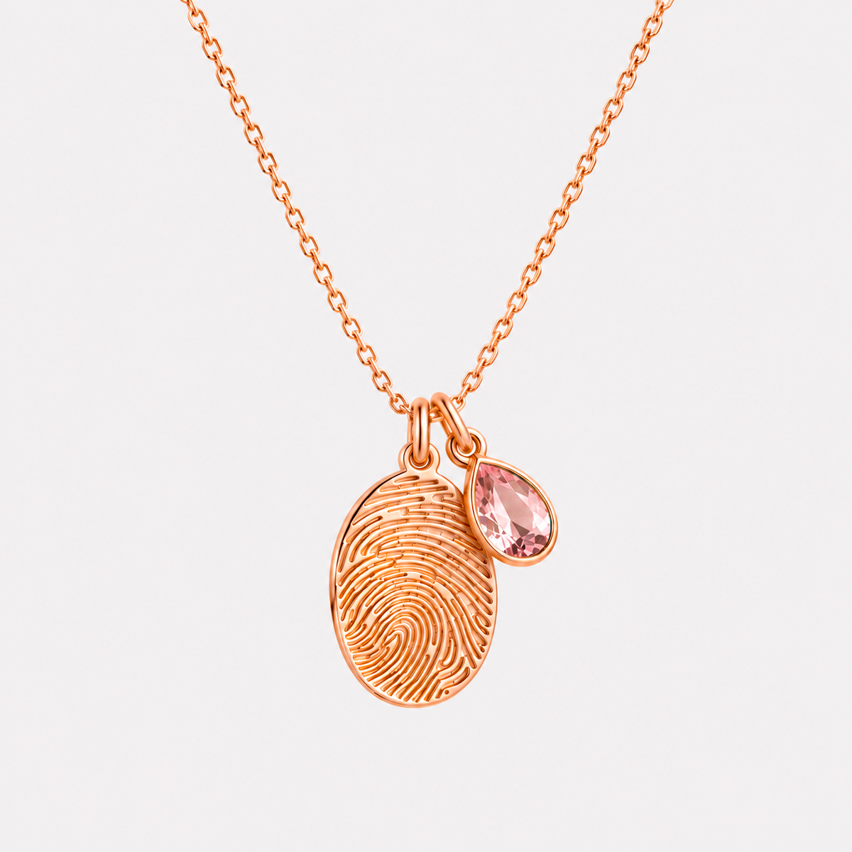 Personalized Fingerprint Birthstone Necklace Custom Memorial Gift