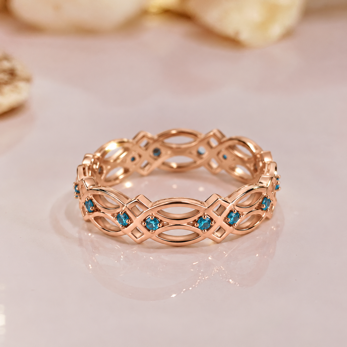 Personalized Birthstone Celtic Knot Ring Irish Eternity Band
