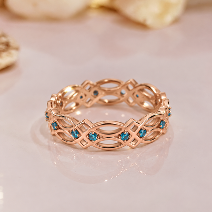 Personalized Birthstone Celtic Knot Ring Irish Eternity Band