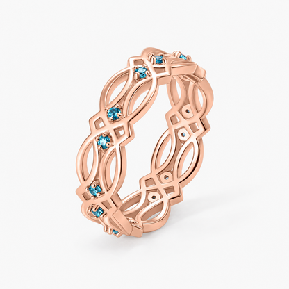 Personalized Birthstone Celtic Knot Ring Irish Eternity Band