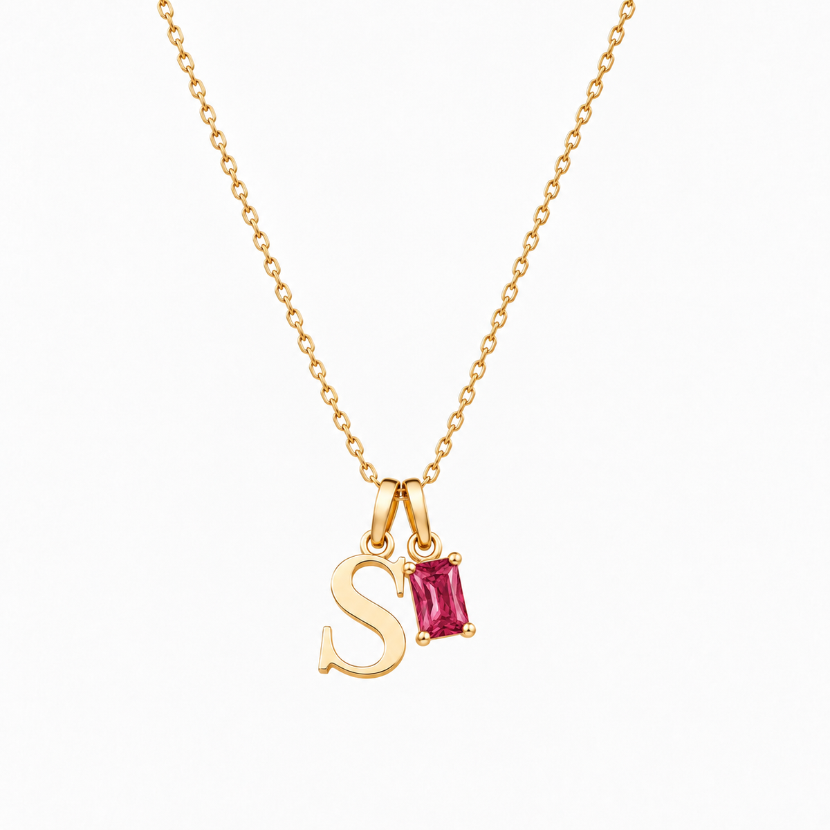 Personalized Letter And Birthstone Stainless Steel Necklace