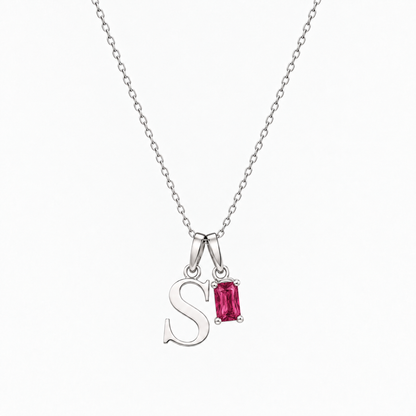 Personalized Letter And Birthstone Stainless Steel Necklace