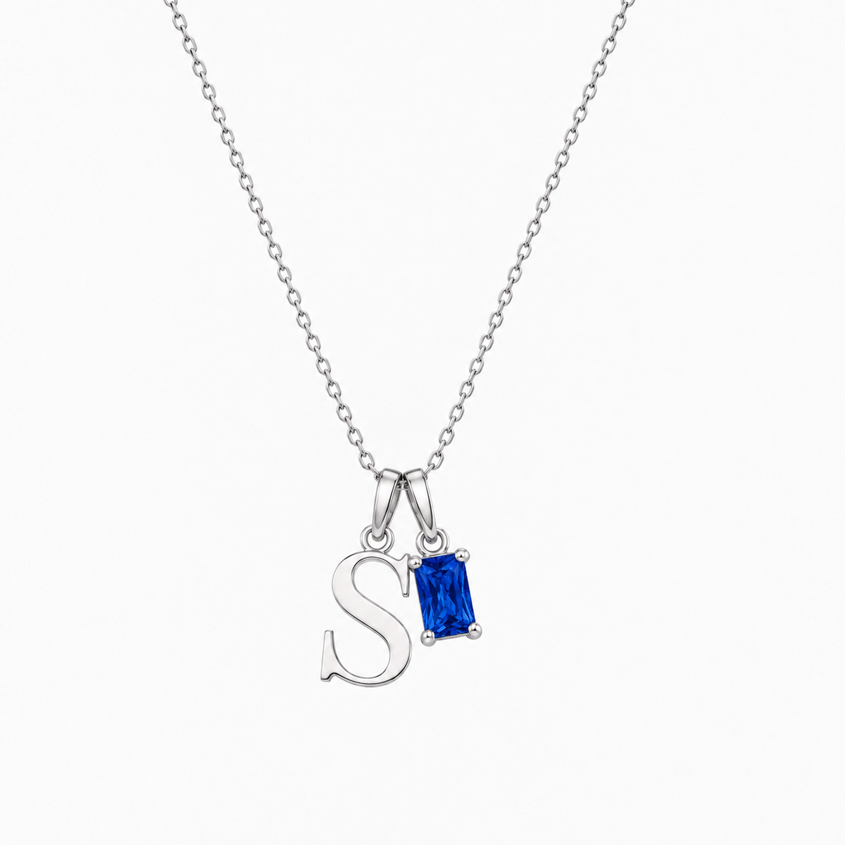 Personalized Letter And Birthstone Stainless Steel Necklace