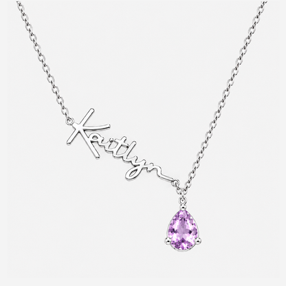Custom Name Necklace with Birthstones