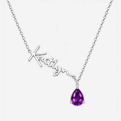 Custom Name Necklace with Birthstones