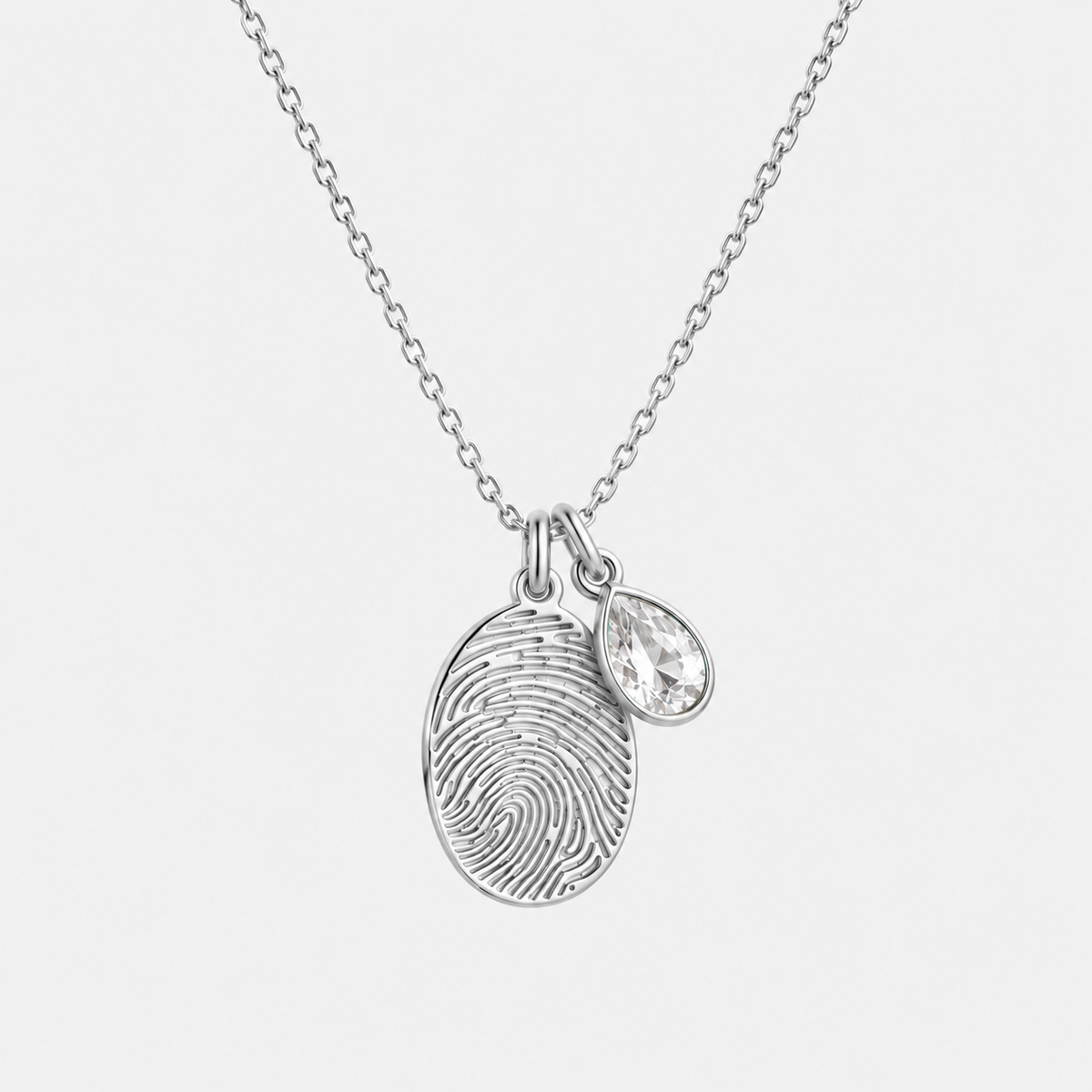 Personalized Fingerprint Birthstone Necklace Custom Memorial Gift