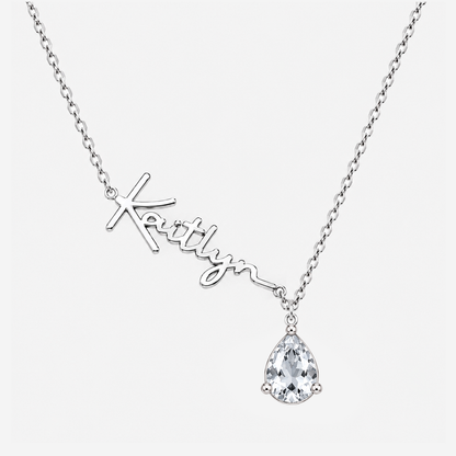 Custom Name Necklace with Birthstones