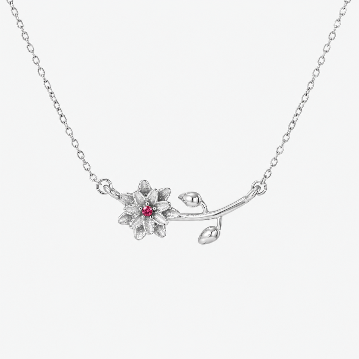 Personalized Birthstone Birth Flower Necklace