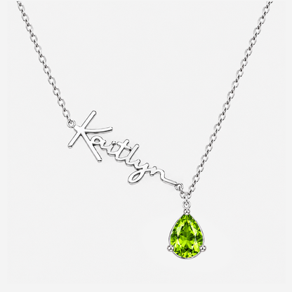 Custom Name Necklace with Birthstones