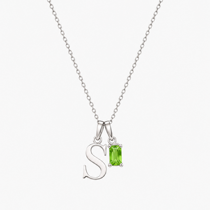 Personalized Letter And Birthstone Stainless Steel Necklace