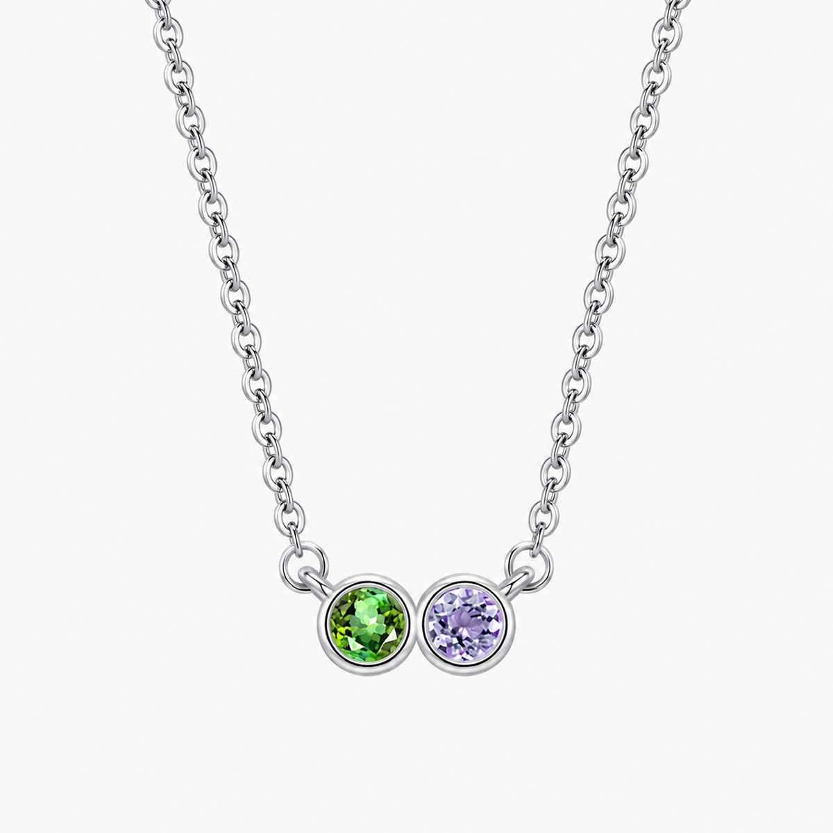 Personalized Family Birthstone Necklace Round-cut Dainty Jewelry