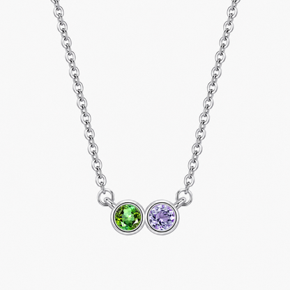 Personalized Family Birthstone Necklace Round-cut Dainty Jewelry