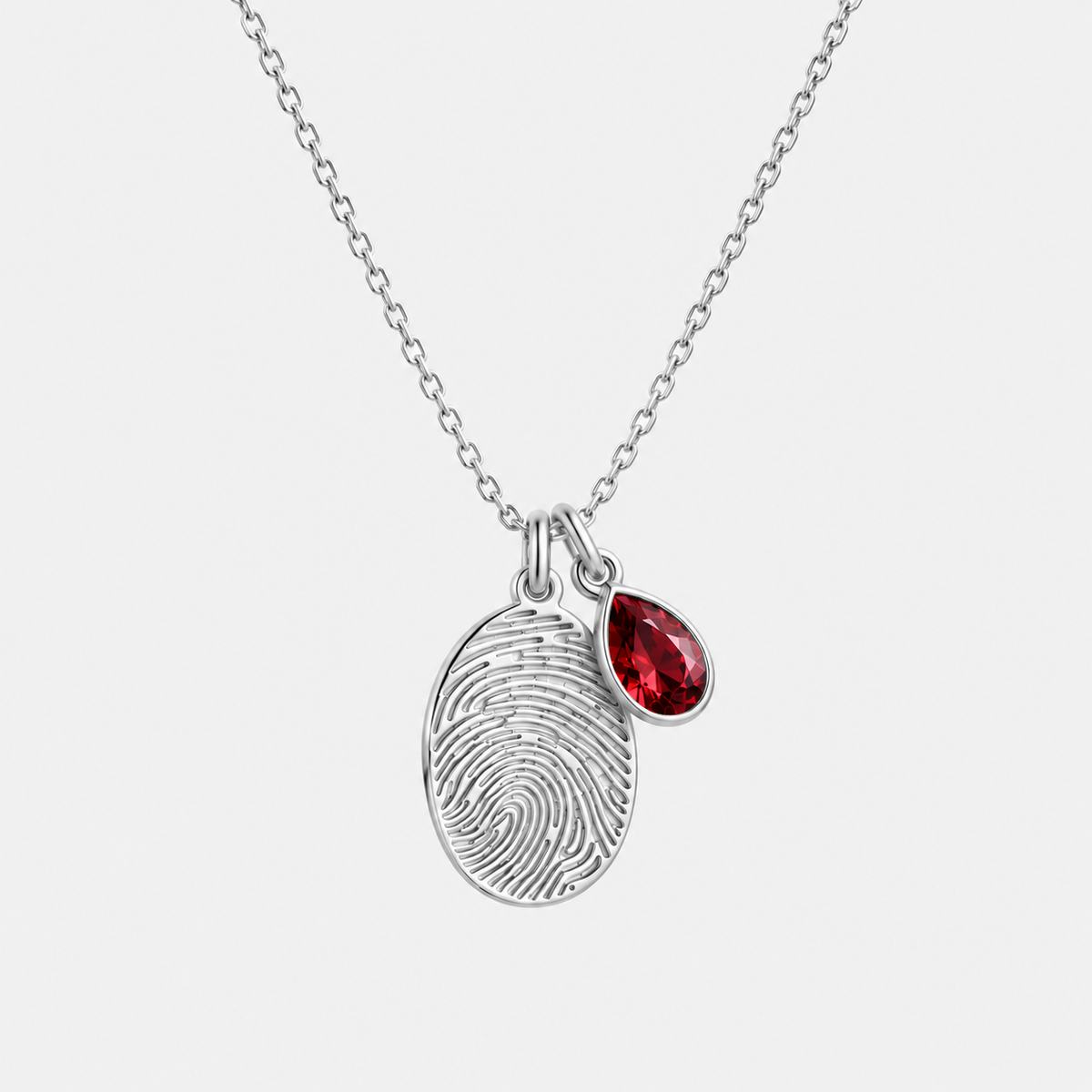 Personalized Fingerprint Birthstone Necklace Custom Memorial Gift
