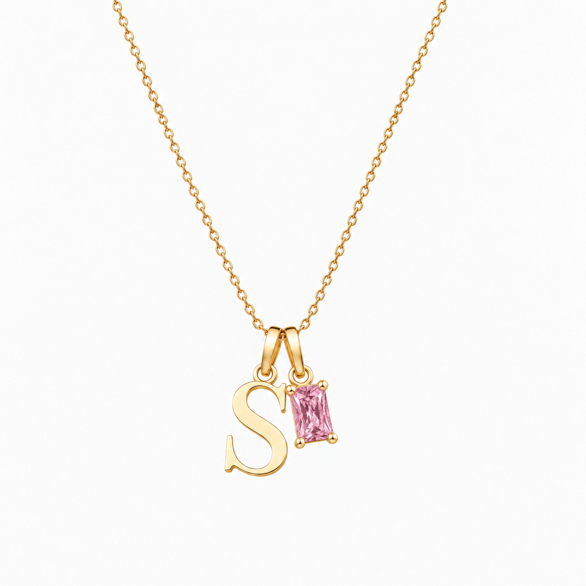 Personalized Letter And Birthstone Stainless Steel Necklace