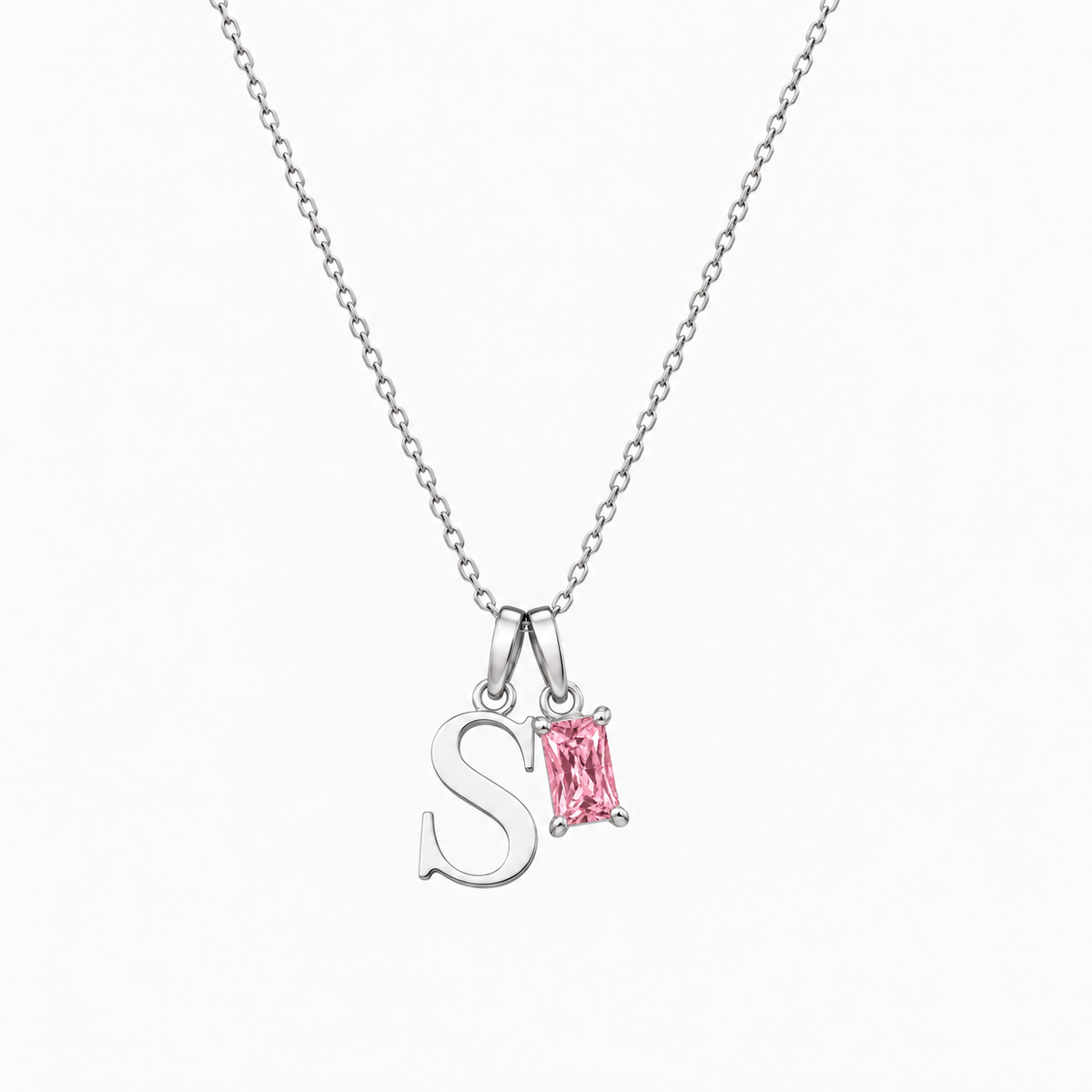 Personalized Letter And Birthstone Stainless Steel Necklace