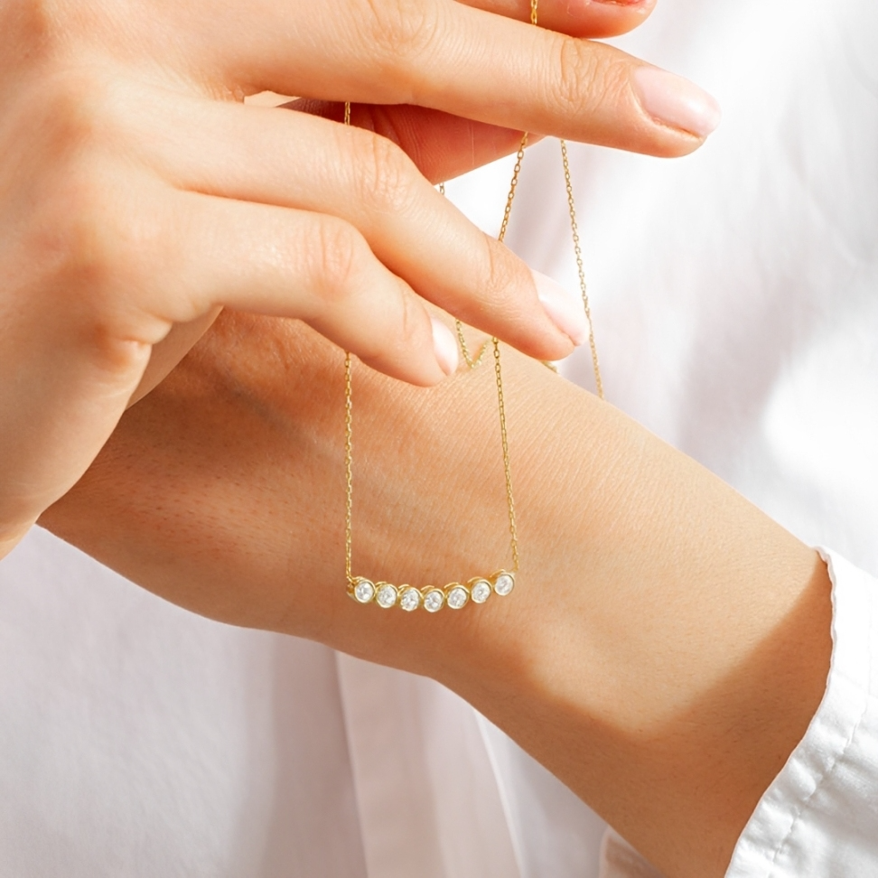 Personalized Family Birthstone Necklace Round-cut Dainty Jewelry