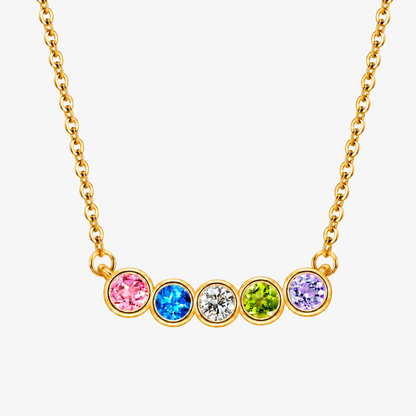 Personalized Family Birthstone Necklace Round-cut Dainty Jewelry