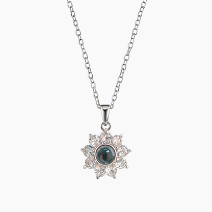 Personalized Photo Projection Necklace Sparkling Sunflower Custom Gift
