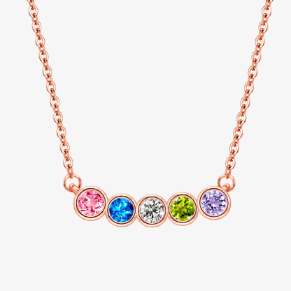 Personalized Family Birthstone Necklace Round-cut Dainty Jewelry