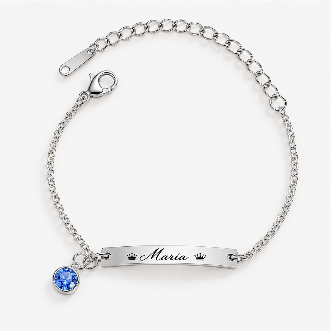 Personalized Mother Daughter Bracelet Set with Custom Name and Birthstone