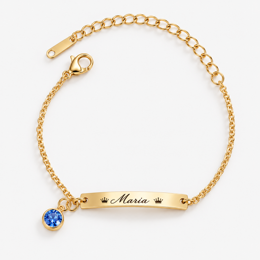 Personalized Mother Daughter Bracelet Set with Custom Name and Birthstone