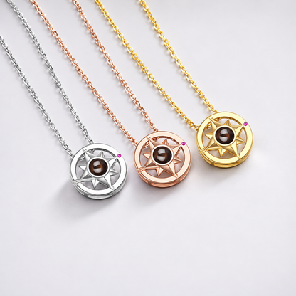 Personalized Photo Projection Necklace Compass Custom Gift