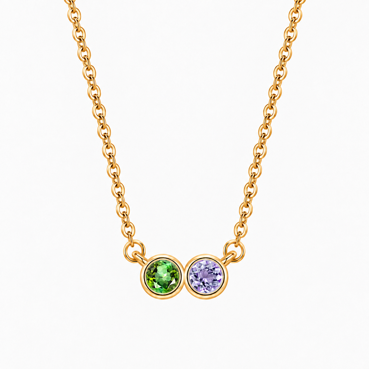 Personalized Family Birthstone Necklace Round-cut Dainty Jewelry