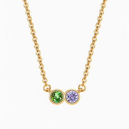Personalized Family Birthstone Necklace Round-cut Dainty Jewelry