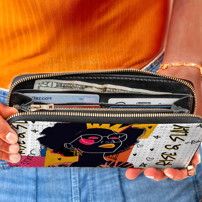 Leauni Premium Leather Long Wallet for Black Queen