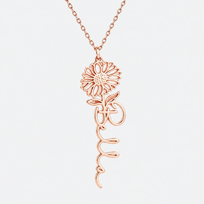Personalized Name Necklace with Birth Flower