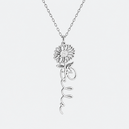 Personalized Name Necklace with Birth Flower