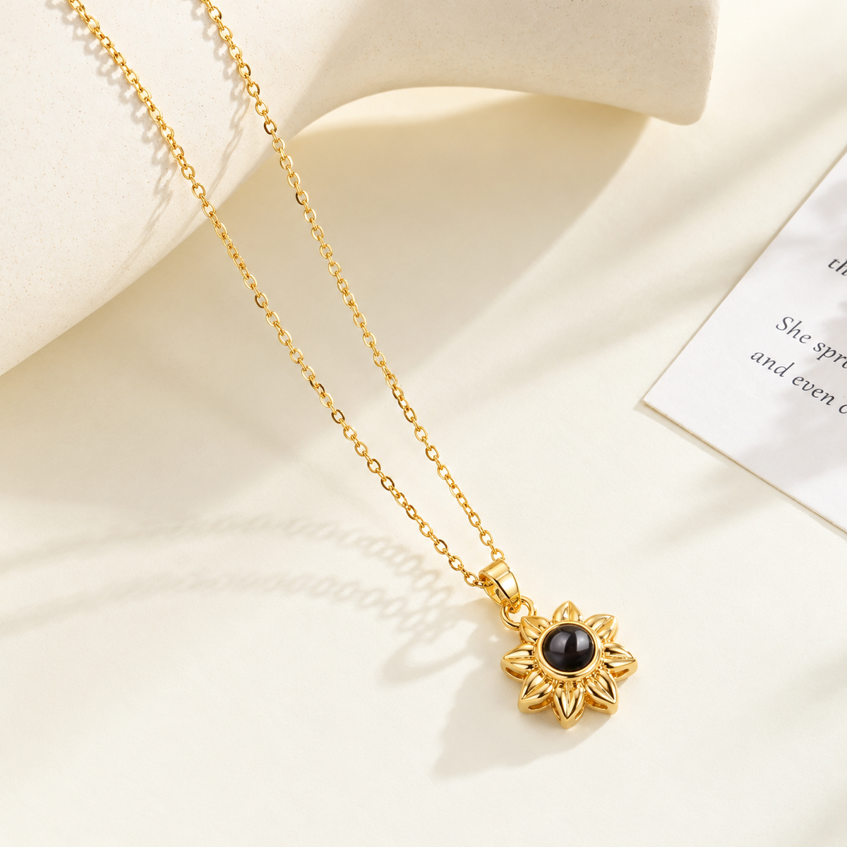 Personalized Photo Projection Necklace Sunflower Custom Gift