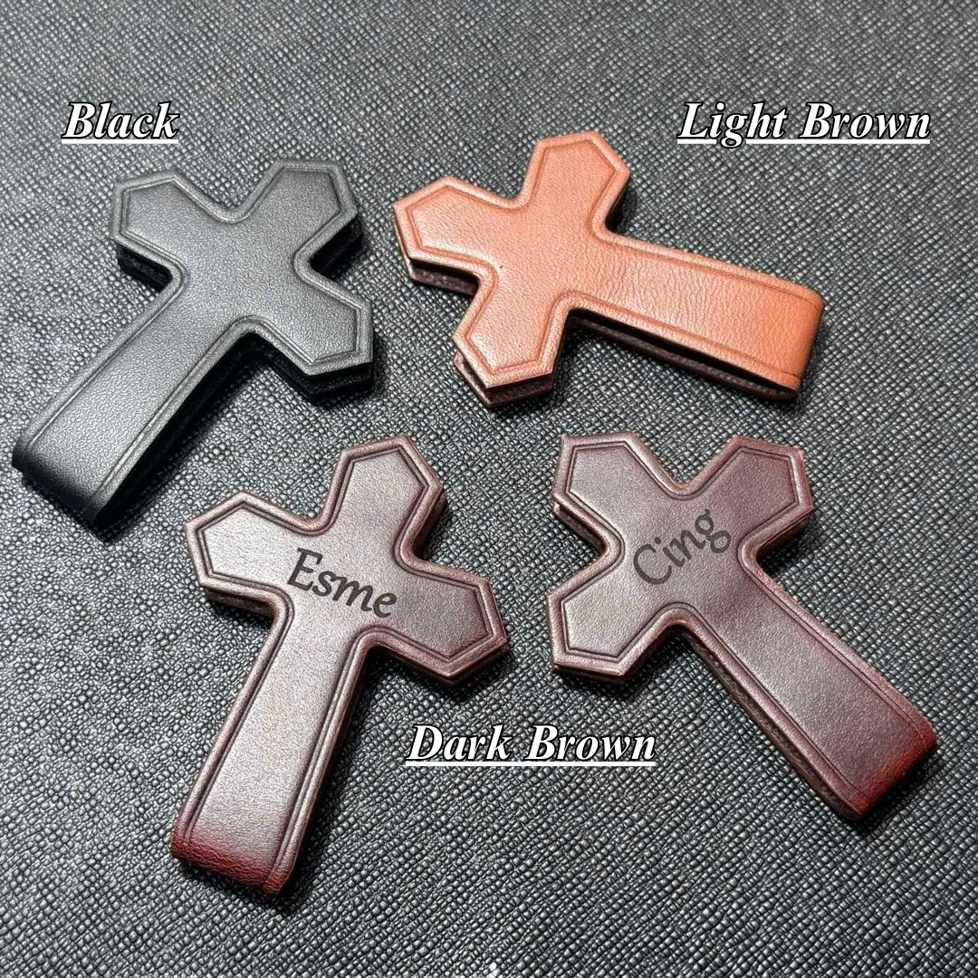 Leauni Cross Bookmark/Money Clip Grain Leather Personalized Engraved