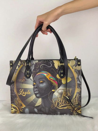 Leauni Sac à main personnalisé en cuir pour femmes modernes et Reines Noires stylées