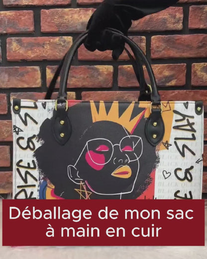 Leauni Sac à main personnalisé en cuir pour femmes modernes et Reines Noires stylées